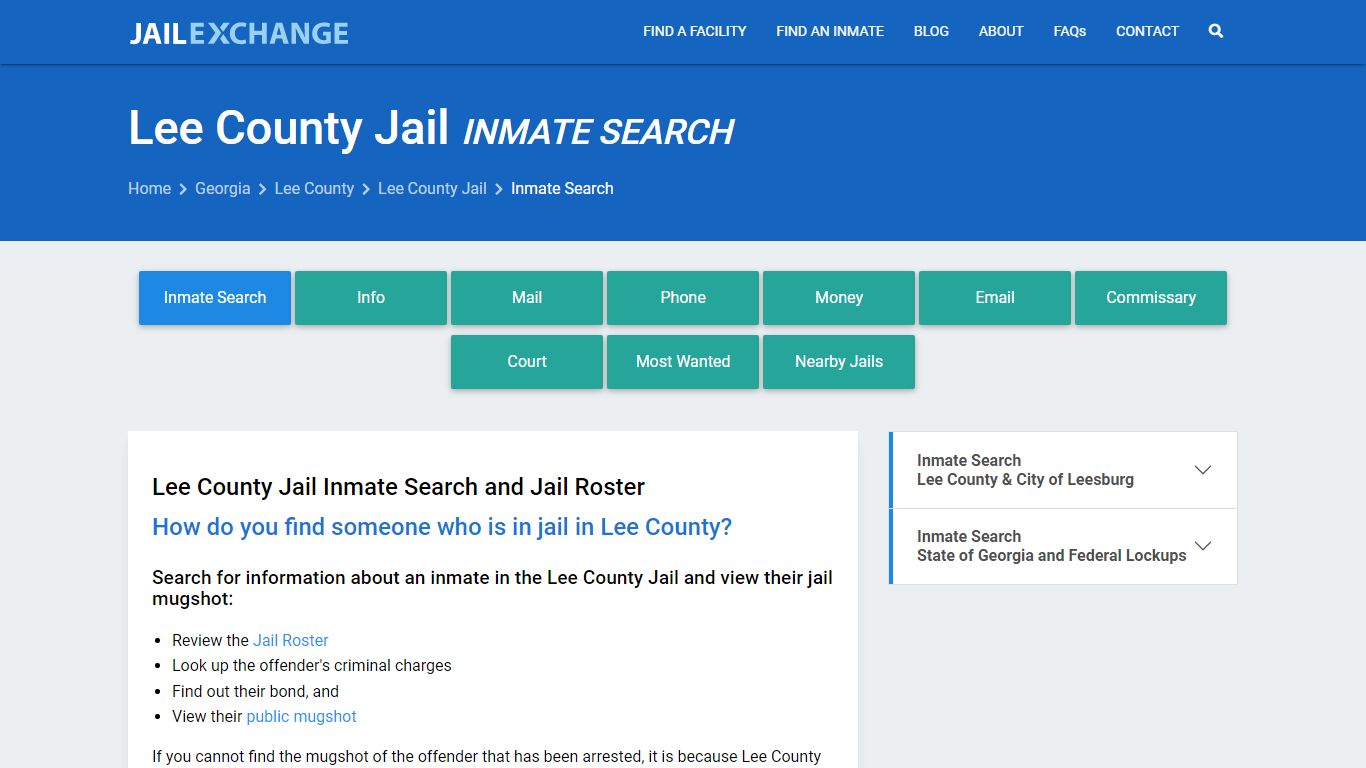 Inmate Search: Roster & Mugshots - Lee County Jail, GA